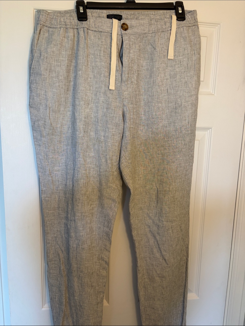 14th & union Men's Light Gray Linen-Blend Drawstring Pants